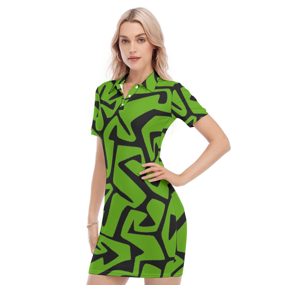 All-Over Print Women's Polo Collar Dress