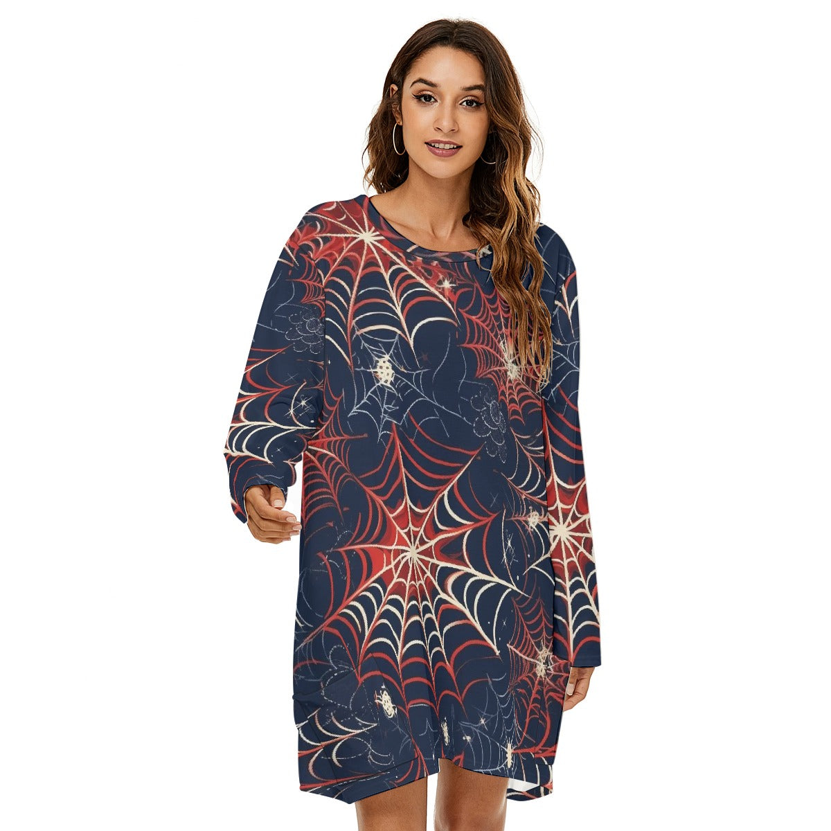 All-Over Print  Women's Loose Crew Neck Dress