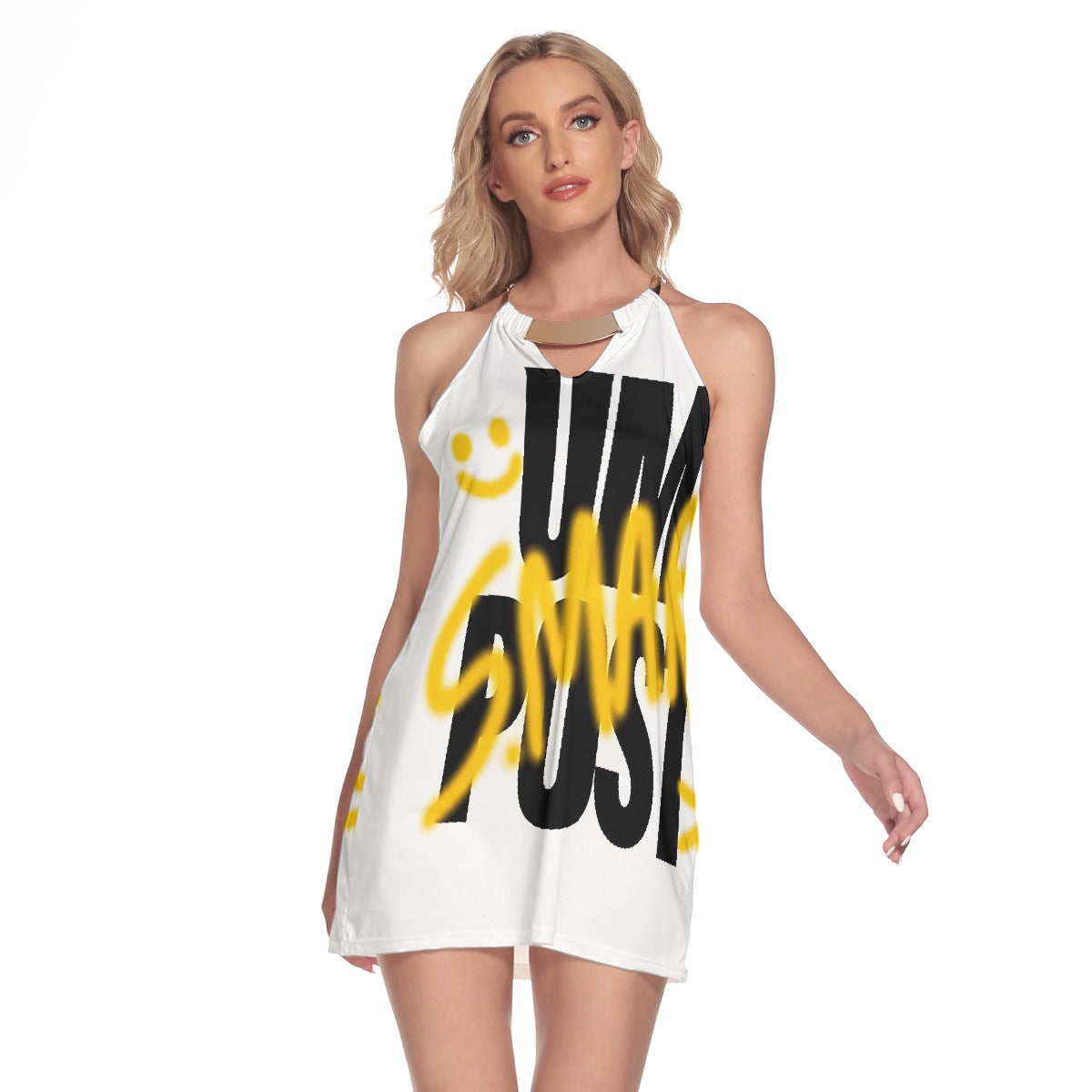 All-Over Print Women's Round Neck Above Knee Dress