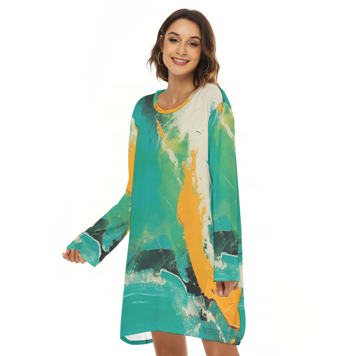 All-Over Print  Women's Loose Crew Neck Dress