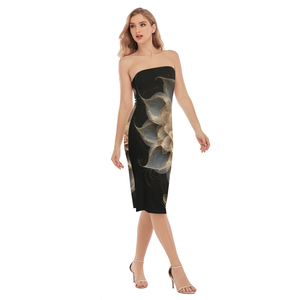 All-Over Print Women's Side Split Tube Top Dress