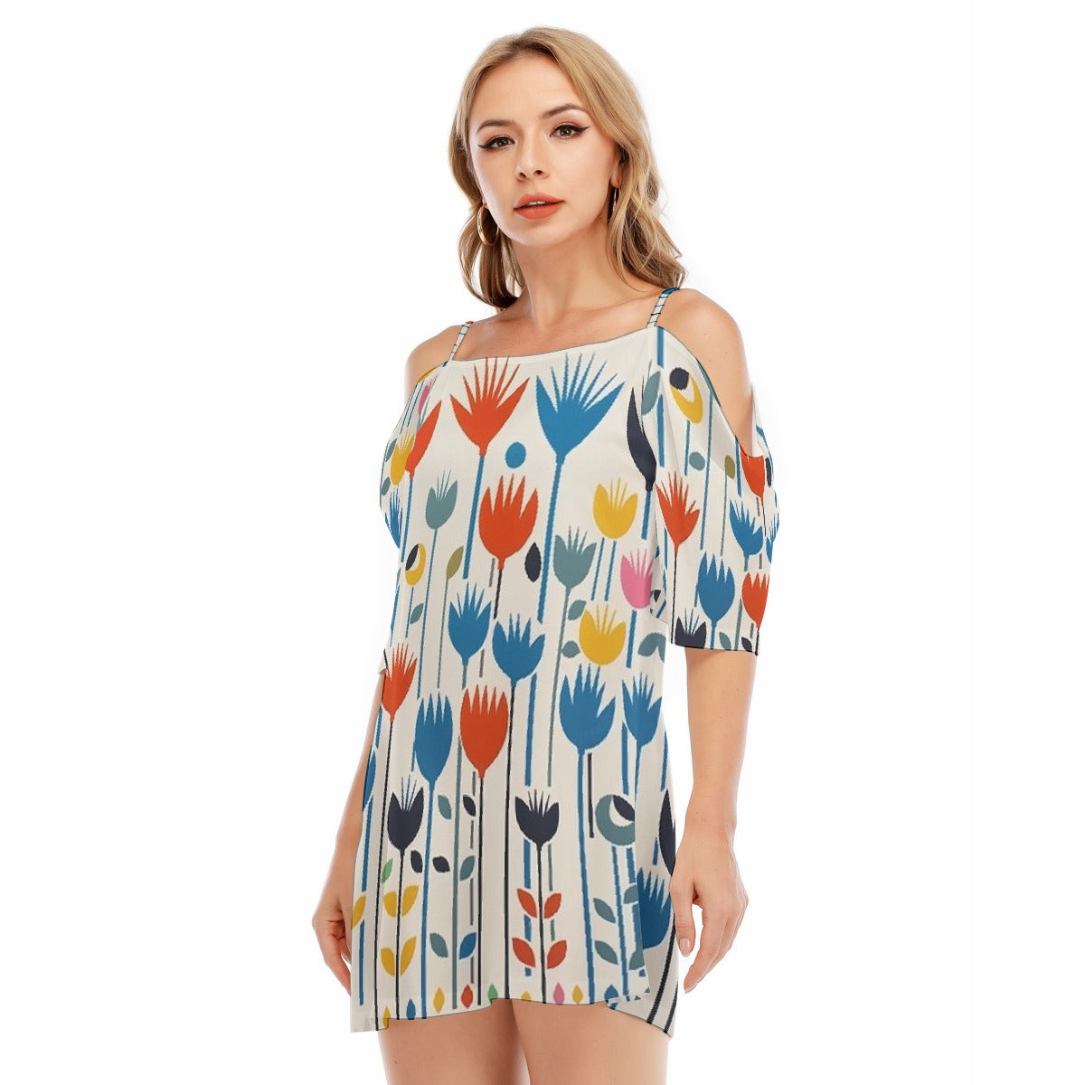 All-Over Print Women's Off-shoulder Cami Dress