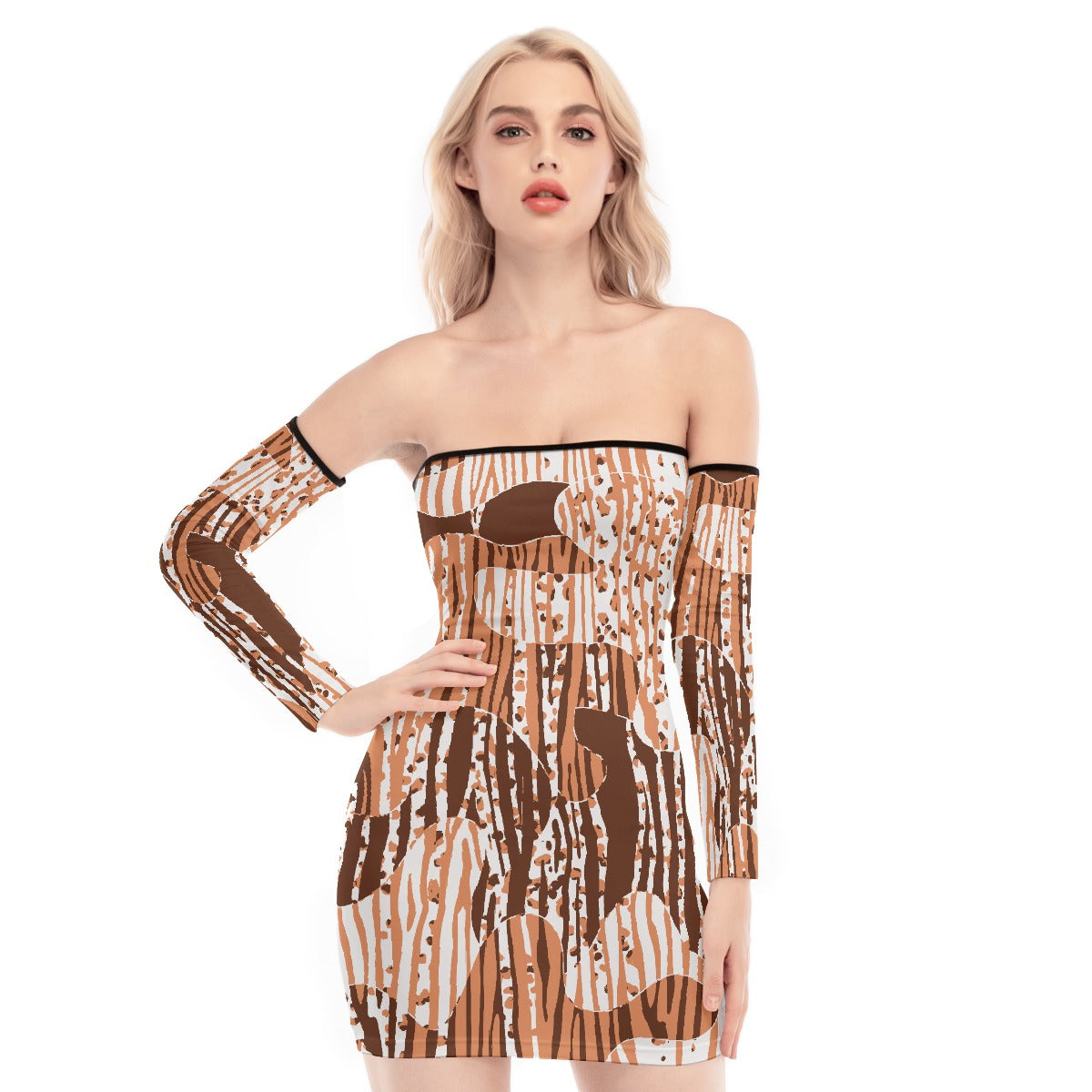 All-Over Print Women's Off-shoulder Back Lace-up Dress