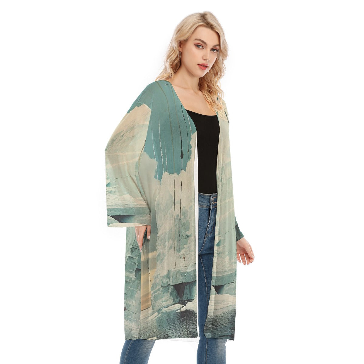 All- Over Print Women's Long Sleeve Mesh Cardigan