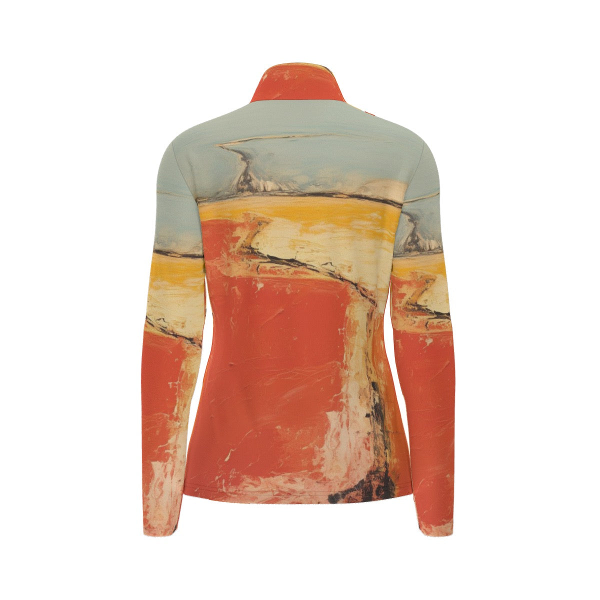 All-Over Print Women's Sports Collar Jersey With Long Sleeve