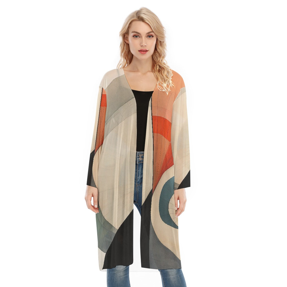 All- Over Print Women's Long Sleeve Mesh Cardigan