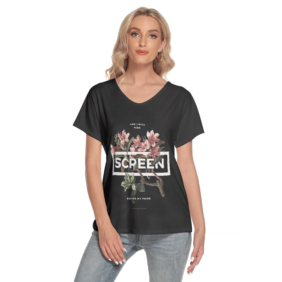 All-Over Print Women's Loose V-neck Short Sleeve T-shirt