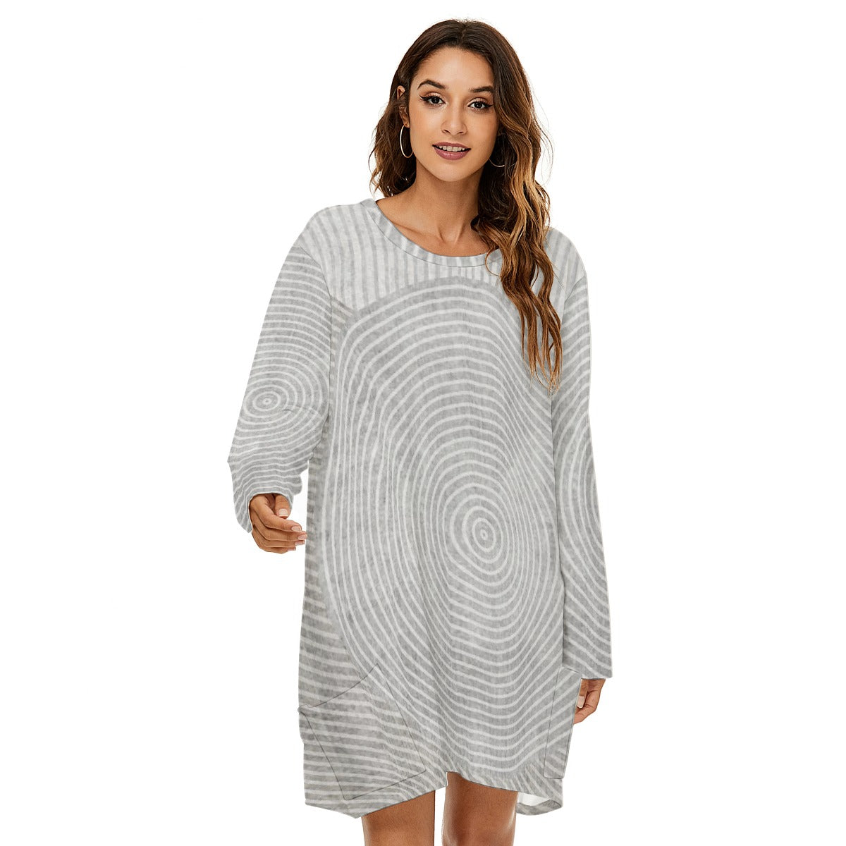 All-Over Print  Women's Loose Crew Neck Dress