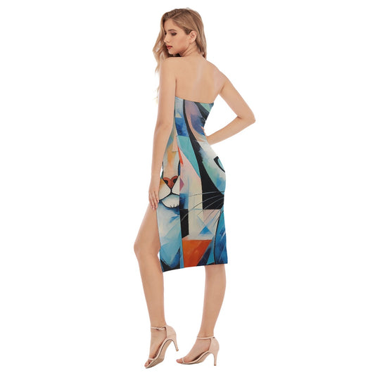 All-Over Print Women's Side Split Tube Top Dress