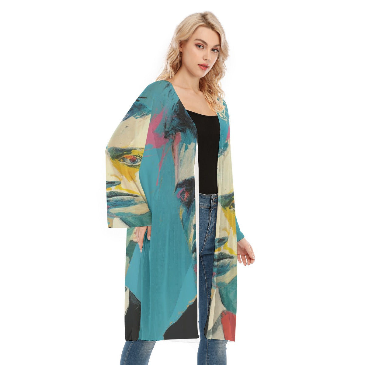 All- Over Print Women's Long Sleeve Mesh Cardigan