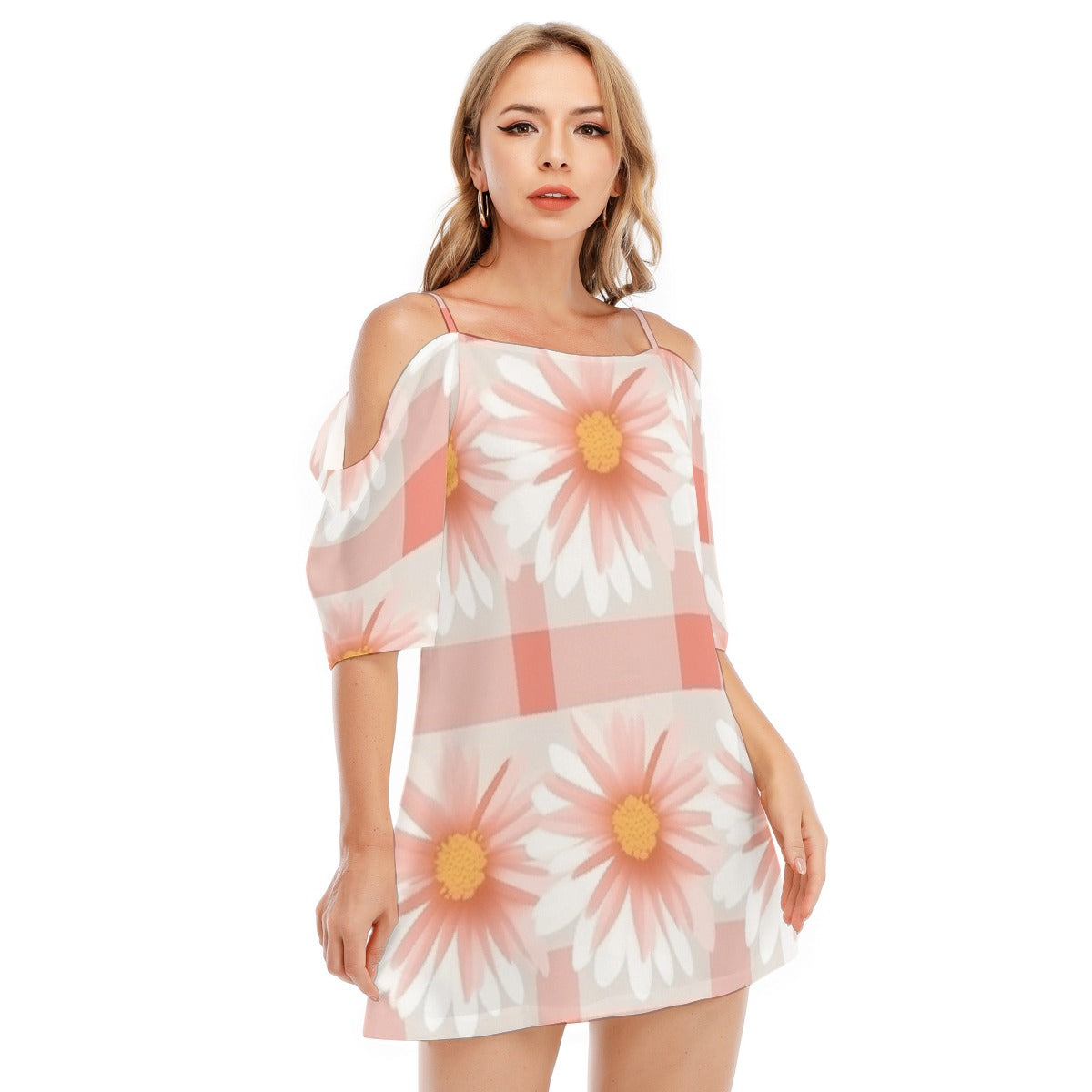 All-Over Print Women's Off-shoulder Cami Dress