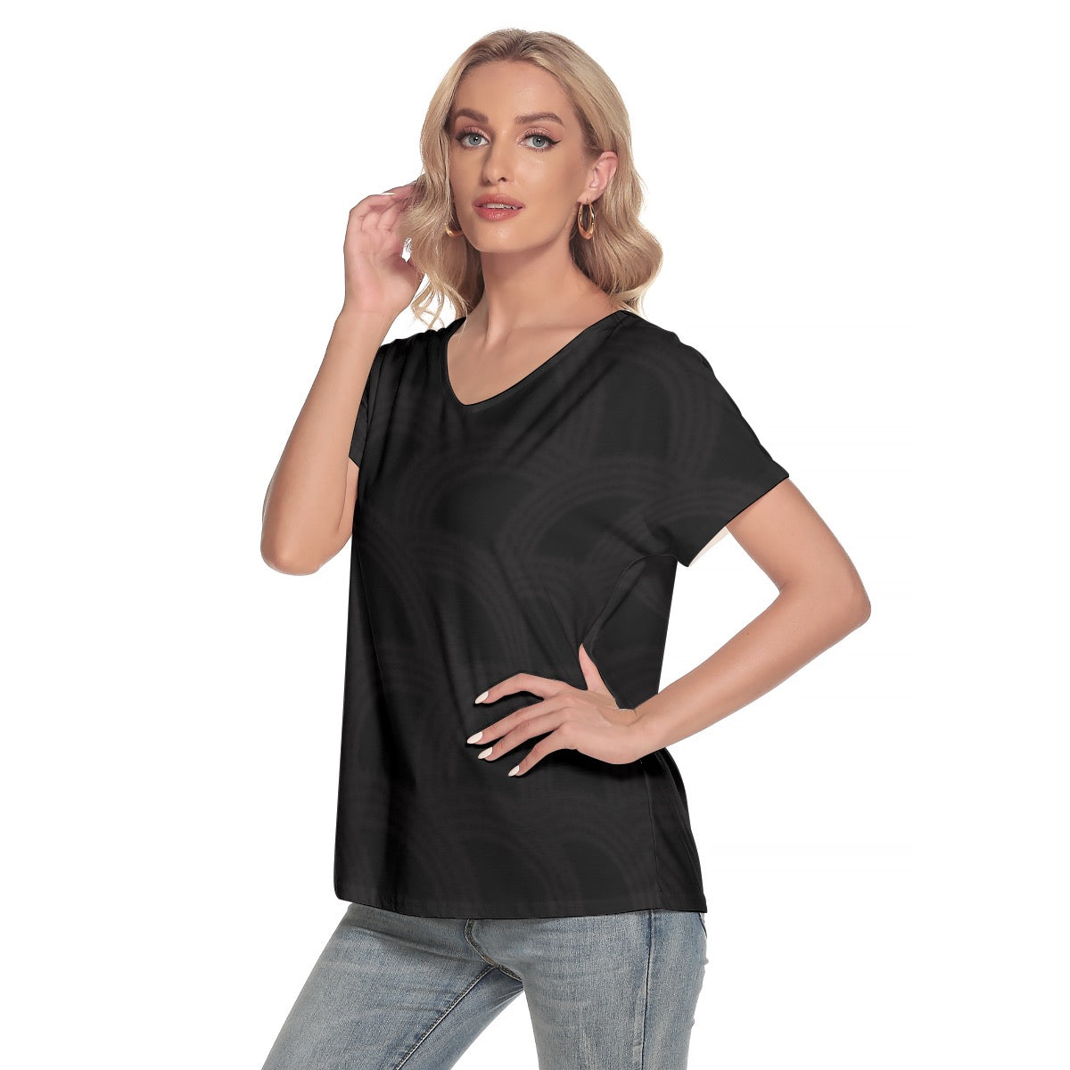 All-Over Print Women's Loose V-neck Short Sleeve T-shirt