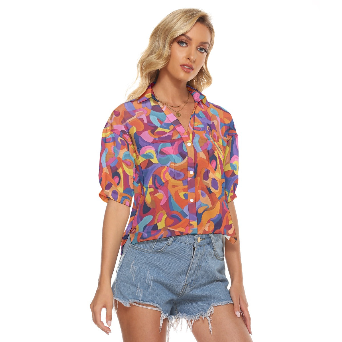 All-Over Print Women's V-neck Shirts