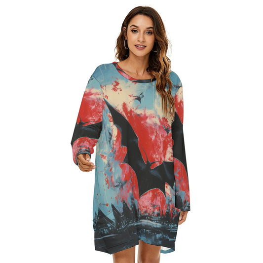 All-Over Print  Women's Loose Crew Neck Dress