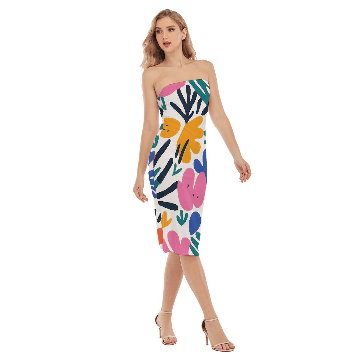 All-Over Print Women's Side Split Tube Top Dress