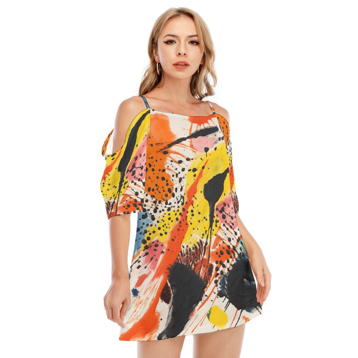 All-Over Print Women's Off-shoulder Cami Dress