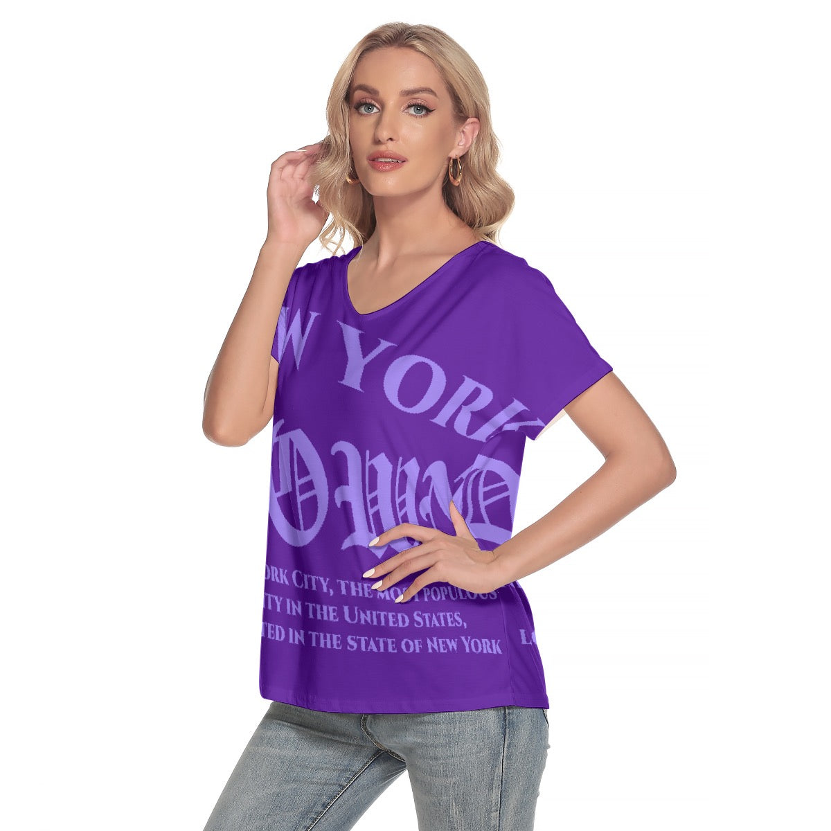 All-Over Print Women's Loose V-neck Short Sleeve T-shirt