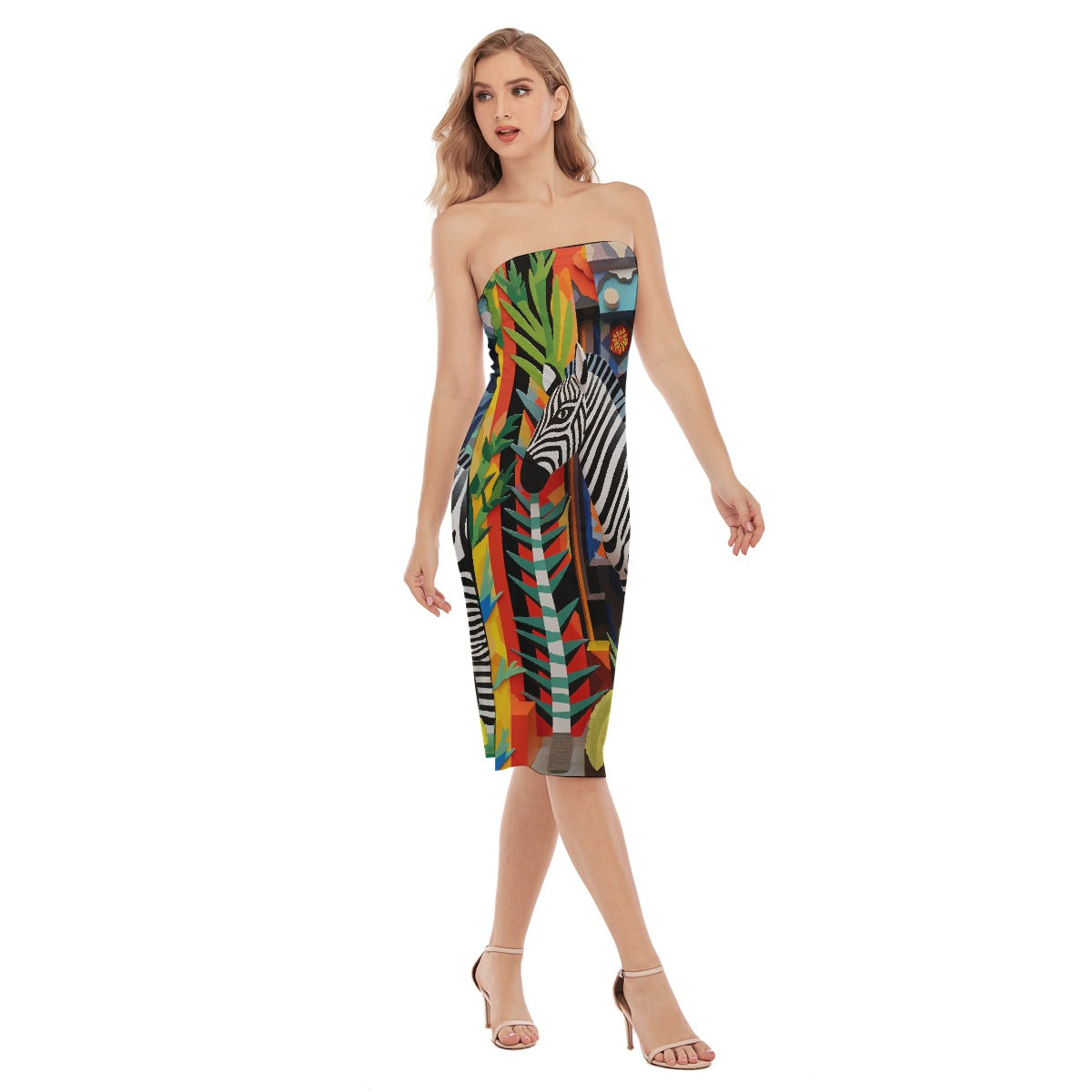 All-Over Print Women's Side Split Tube Top Dress