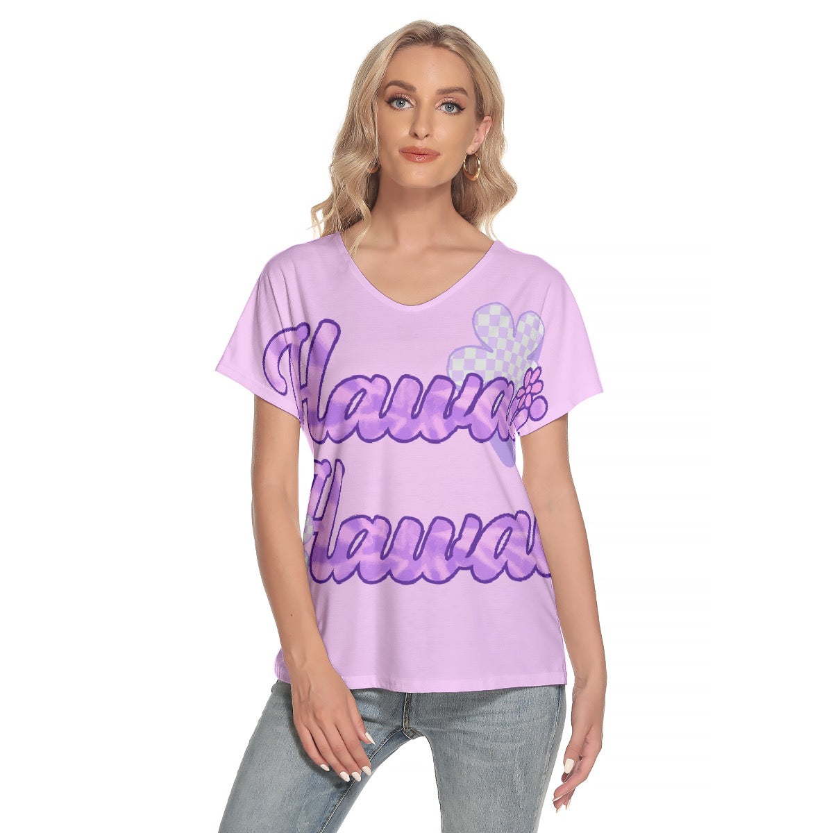 All-Over Print Women's Loose V-neck Short Sleeve T-shirt