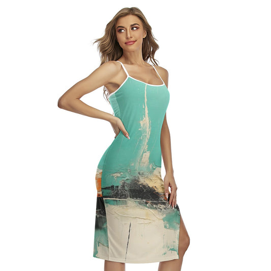 All-Over Print Women's Back Cross Cami Dress