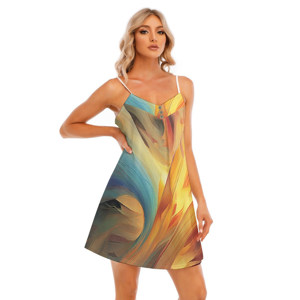 All-Over Print Women's V-neck Cami Dress