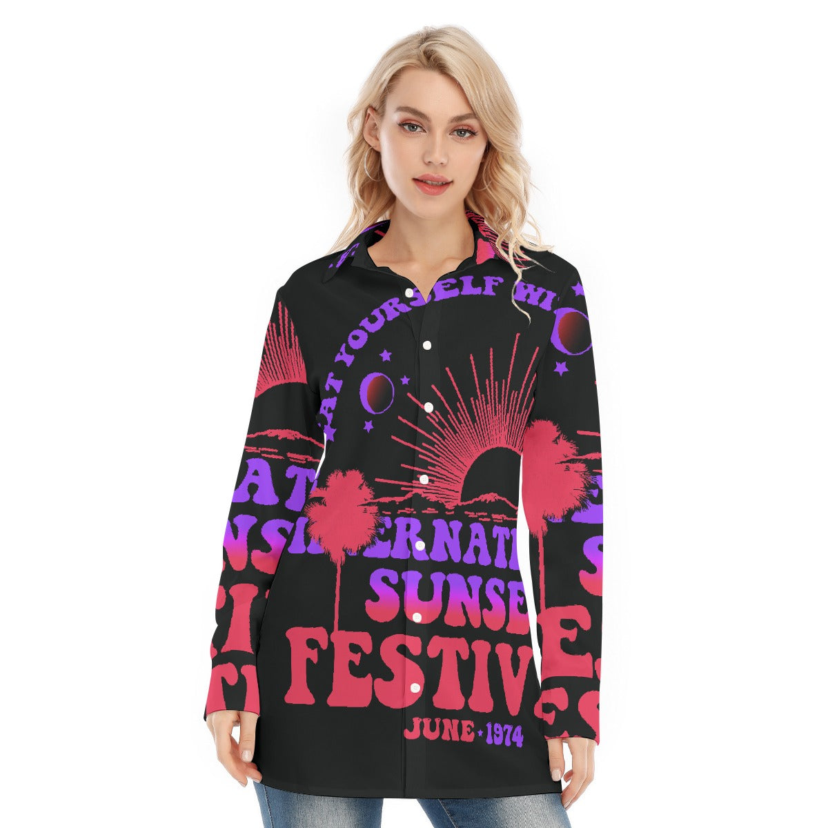 All-Over Print Women's Long Shirt