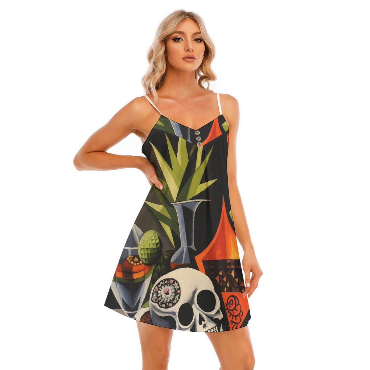 All-Over Print Women's V-neck Cami Dress