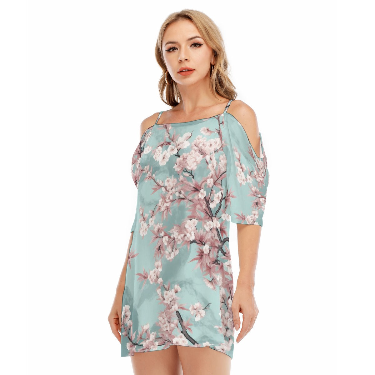 All-Over Print Women's Off-shoulder Cami Dress