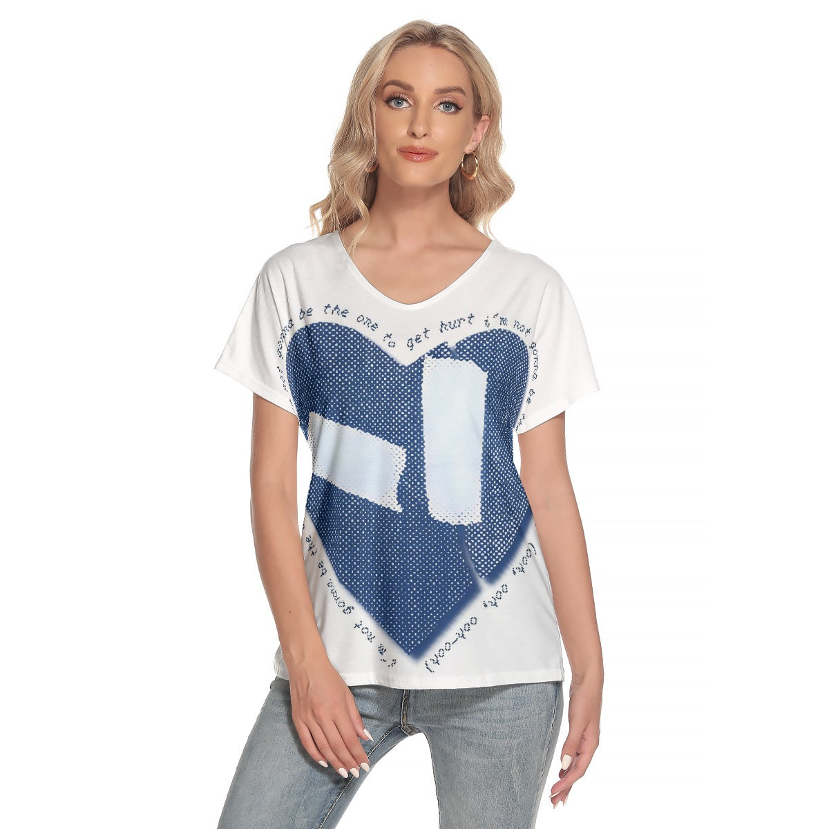 All-Over Print Women's Loose V-neck Short Sleeve T-shirt