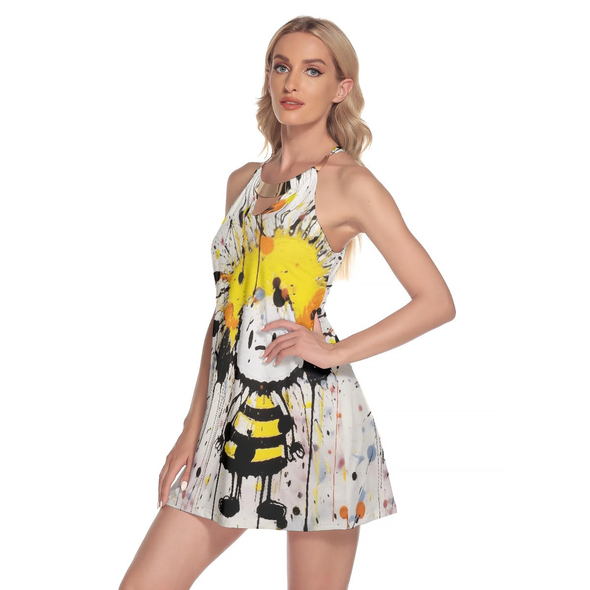 All-Over Print Women's Round Neck Above Knee Dress