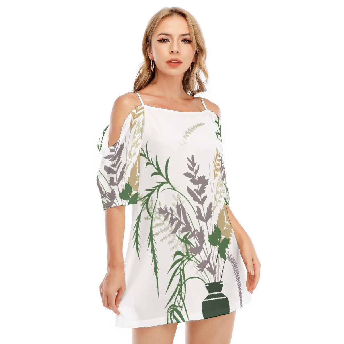 All-Over Print Women's Off-shoulder Cami Dress