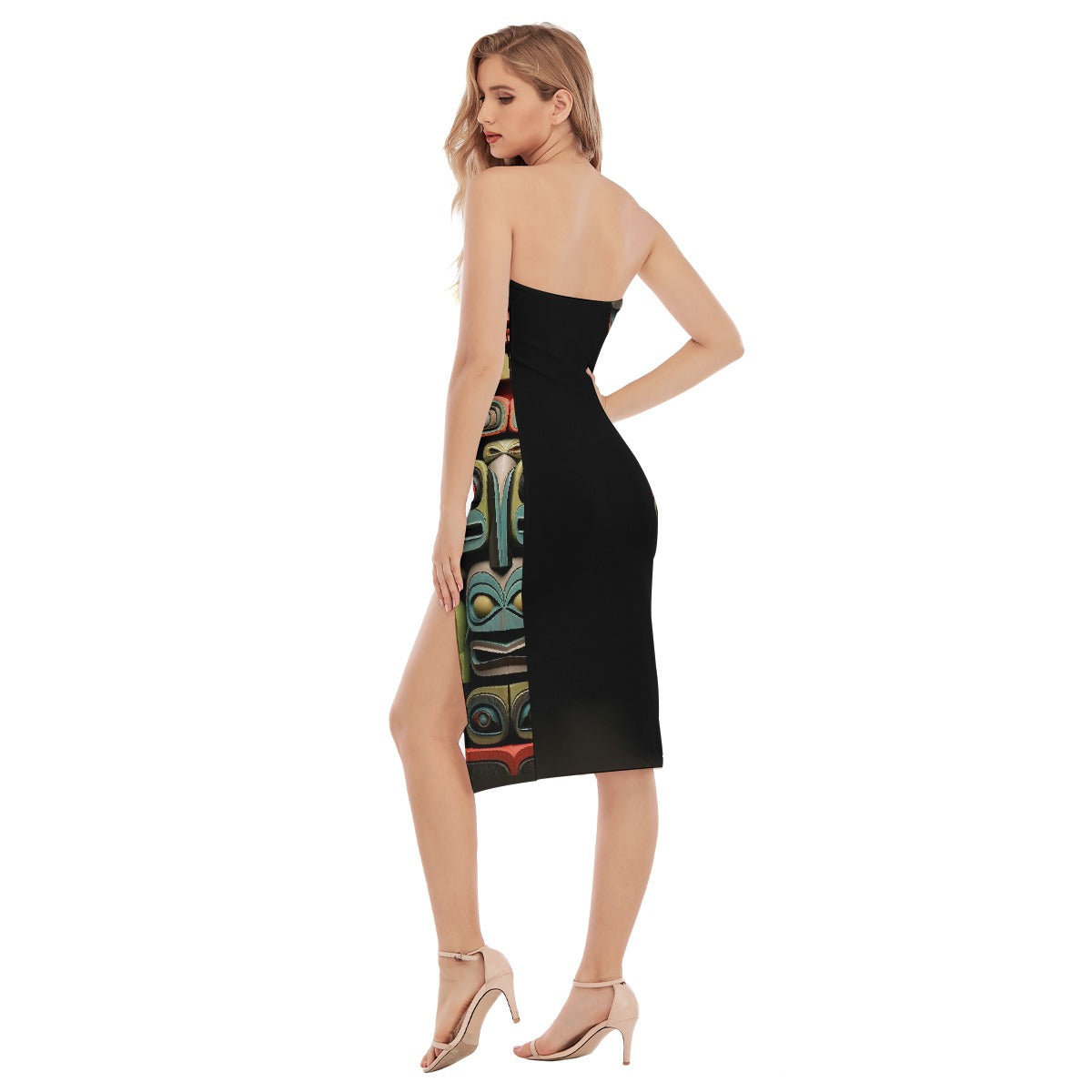 All-Over Print Women's Side Split Tube Top Dress