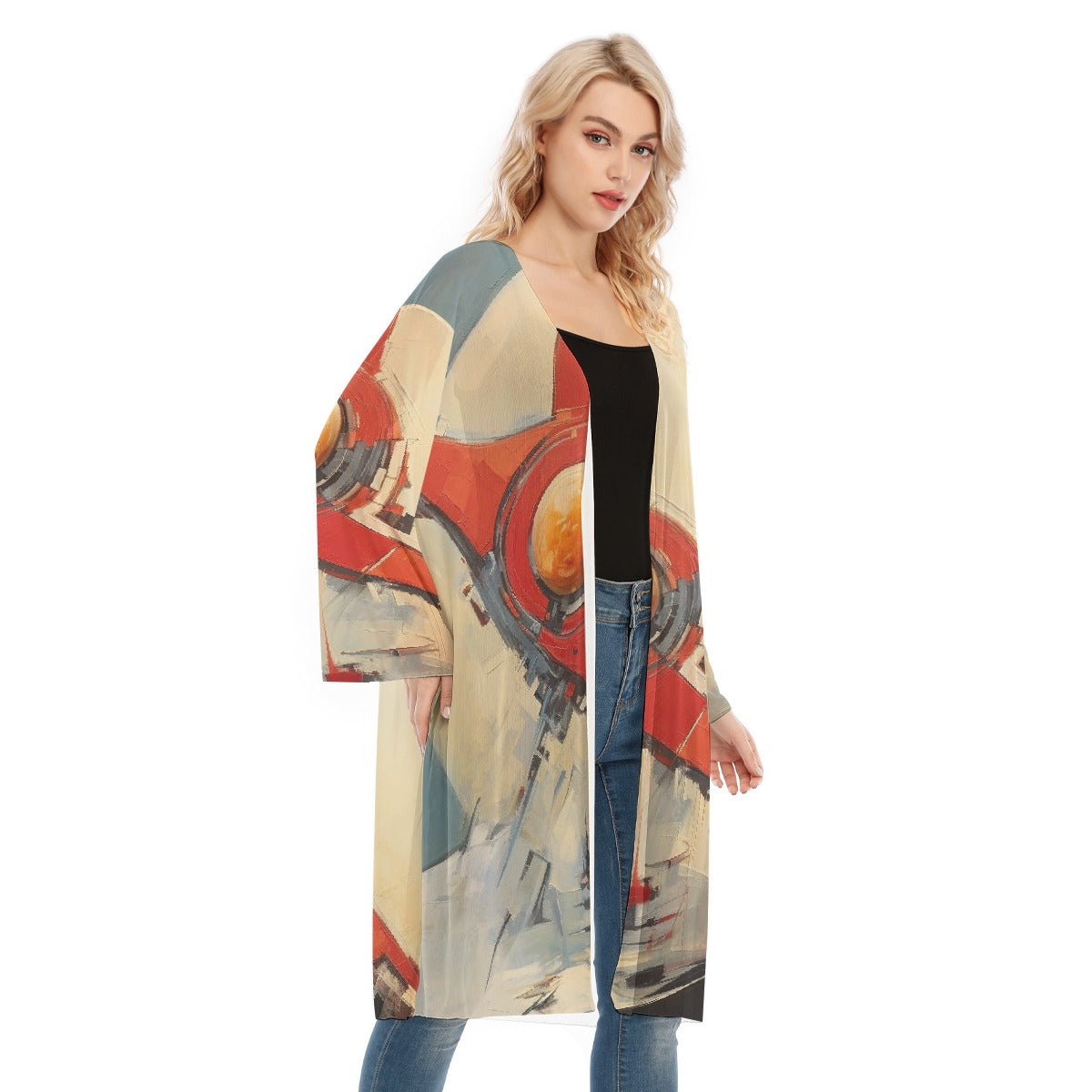 All- Over Print Women's Long Sleeve Mesh Cardigan