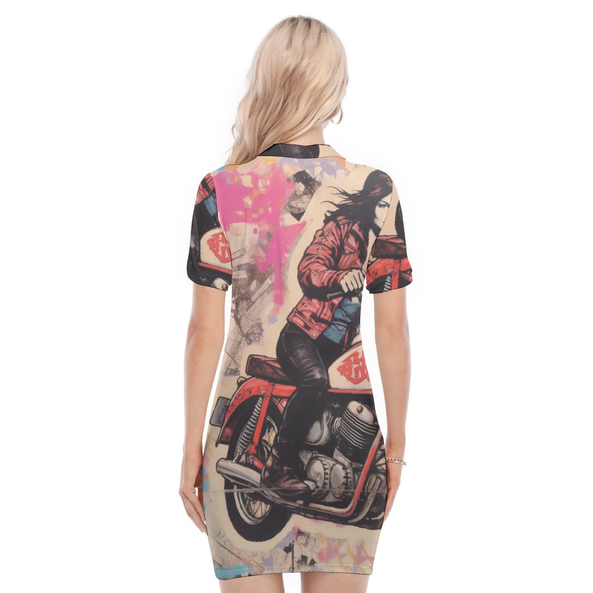 All-Over Print Women's Polo Collar Dress