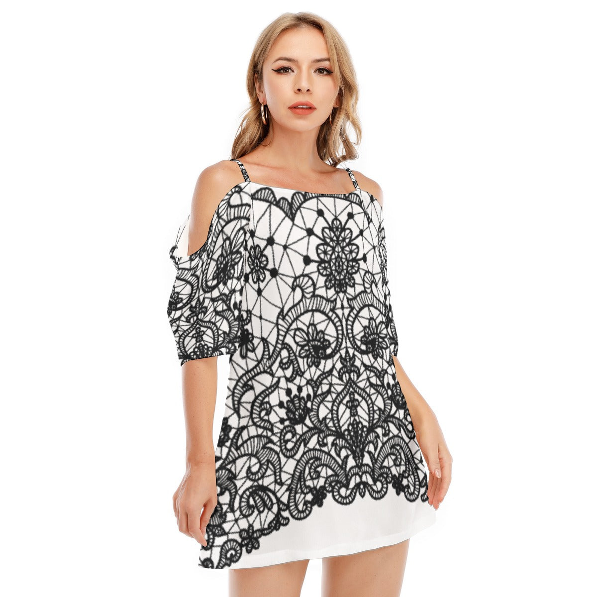 All-Over Print Women's Off-shoulder Cami Dress