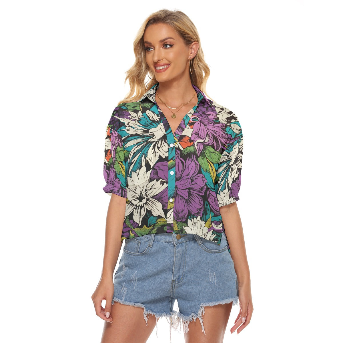 All-Over Print Women's V-neck Shirts