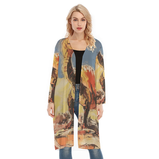 All- Over Print Women's Long Sleeve Mesh Cardigan