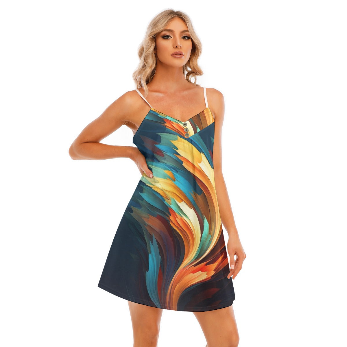 All-Over Print Women's V-neck Cami Dress