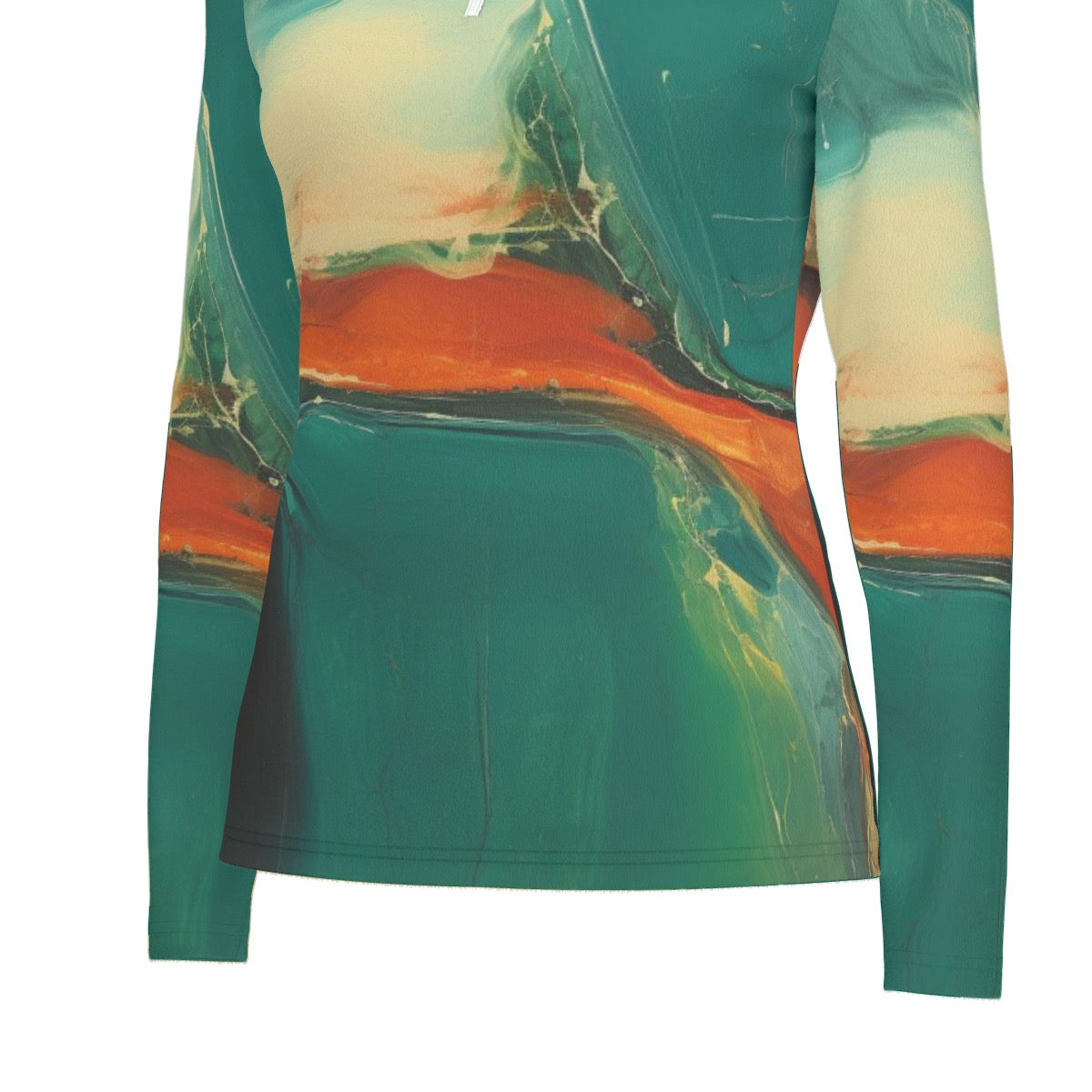 All-Over Print Women's Sports Collar Jersey With Long Sleeve