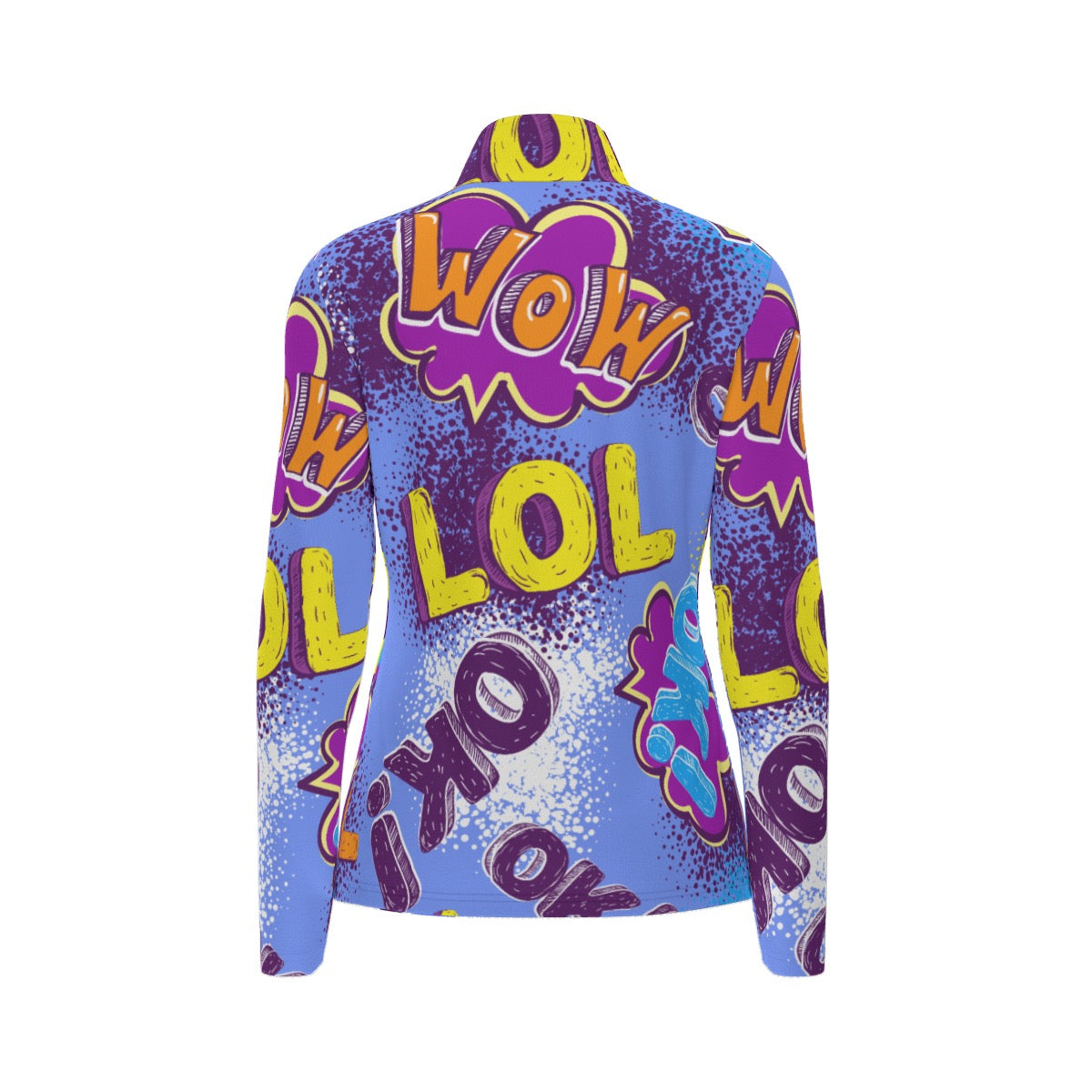 All-Over Print Women's Sports Collar Jersey With Long Sleeve