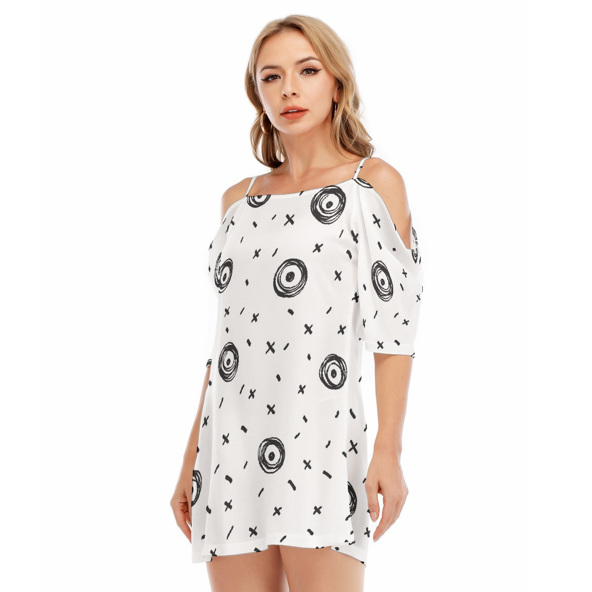 All-Over Print Women's Off-shoulder Cami Dress