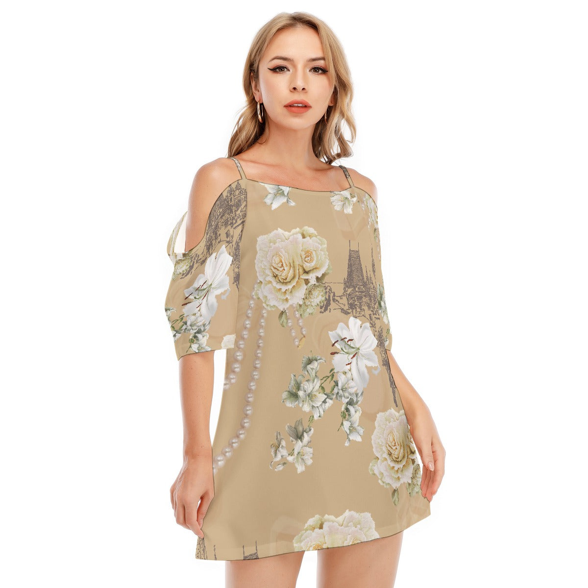 All-Over Print Women's Off-shoulder Cami Dress