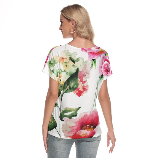 All-Over Print Women's Loose V-neck Short Sleeve T-shirt