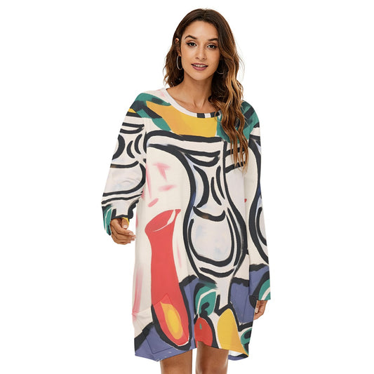 All-Over Print  Women's Loose Crew Neck Dress