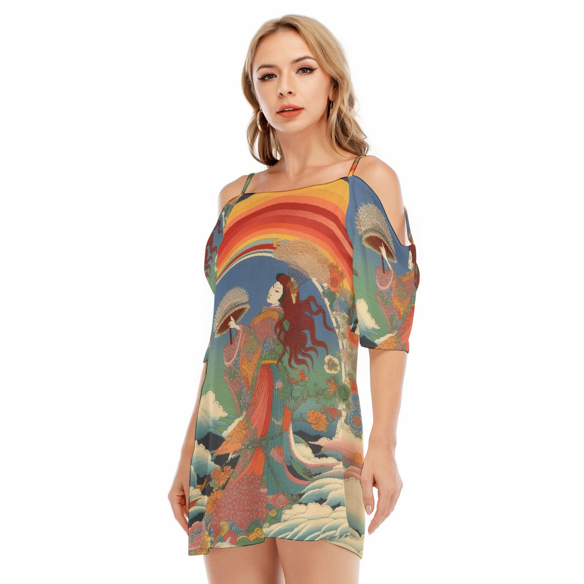 All-Over Print Women's Off-shoulder Cami Dress