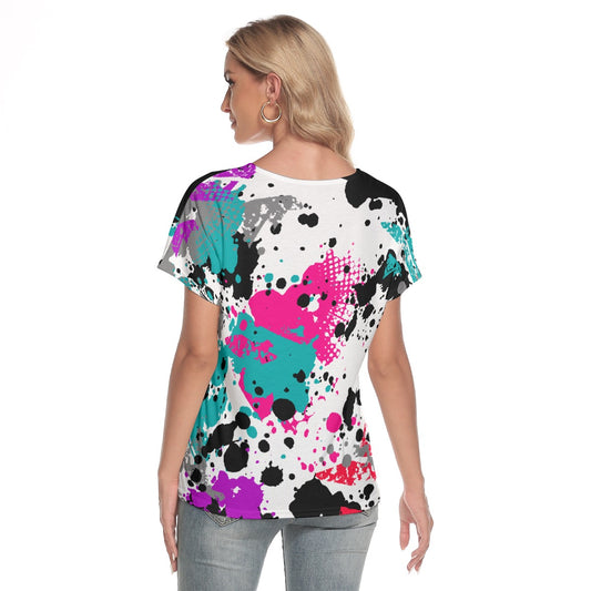 All-Over Print Women's Loose V-neck Short Sleeve T-shirt