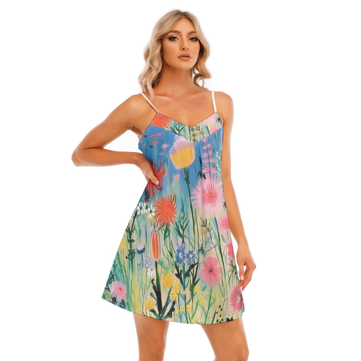 All-Over Print Women's V-neck Cami Dress