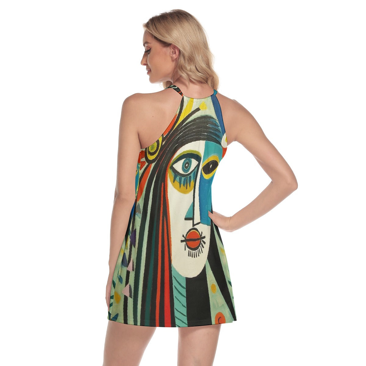 All-Over Print Women's Round Neck Above Knee Dress