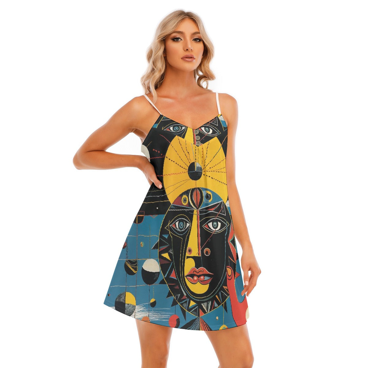 All-Over Print Women's V-neck Cami Dress