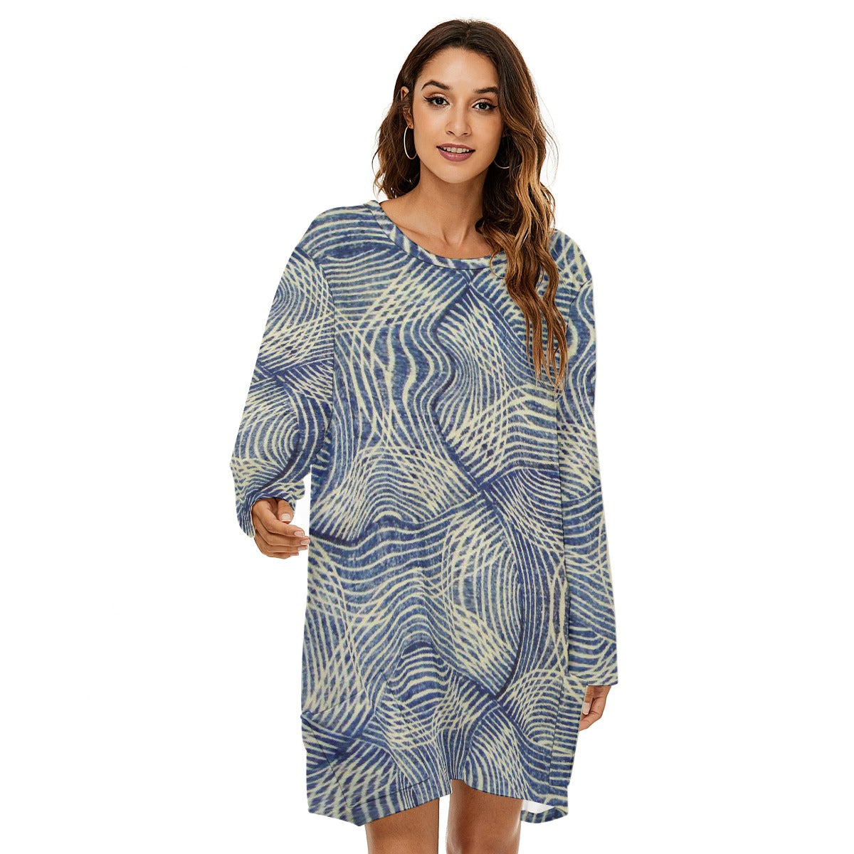 All-Over Print  Women's Loose Crew Neck Dress